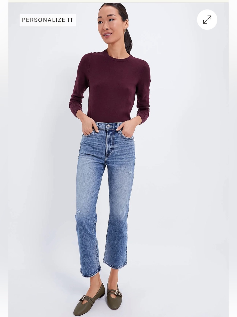 Tuckernuck Slim cashmere Crewneck Long-Sleeve Sweater in Wine